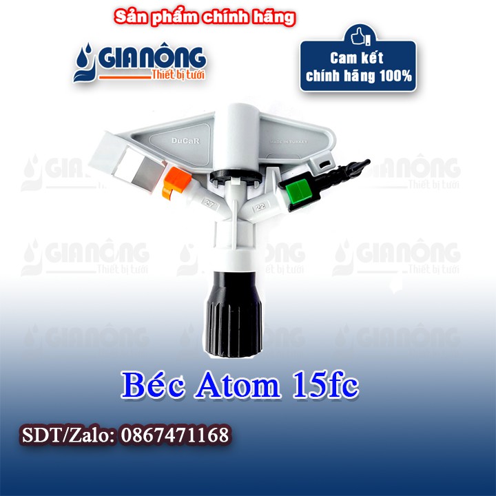 Béc Ducar atom 15fc 💖FREESHIP💖 Béc lớn tưới phun mưa hiệu quả với bán kính hơn 15-20 met