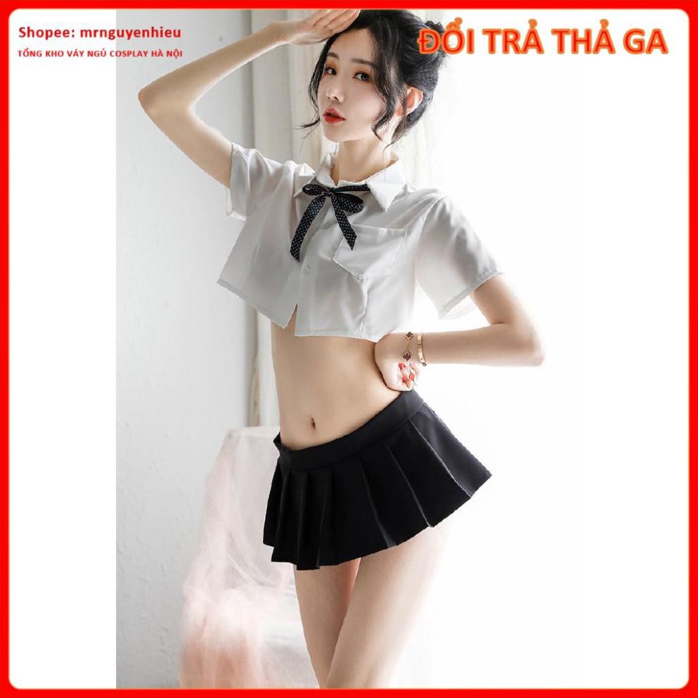 Bộ đồ ngủ cosplay sexy nữ sinh, đồng phục học sinh cho nữ gồm áo croptop và chân váy cosplay, mã Ns001  - QUIN BEE | BigBuy360 - bigbuy360.vn