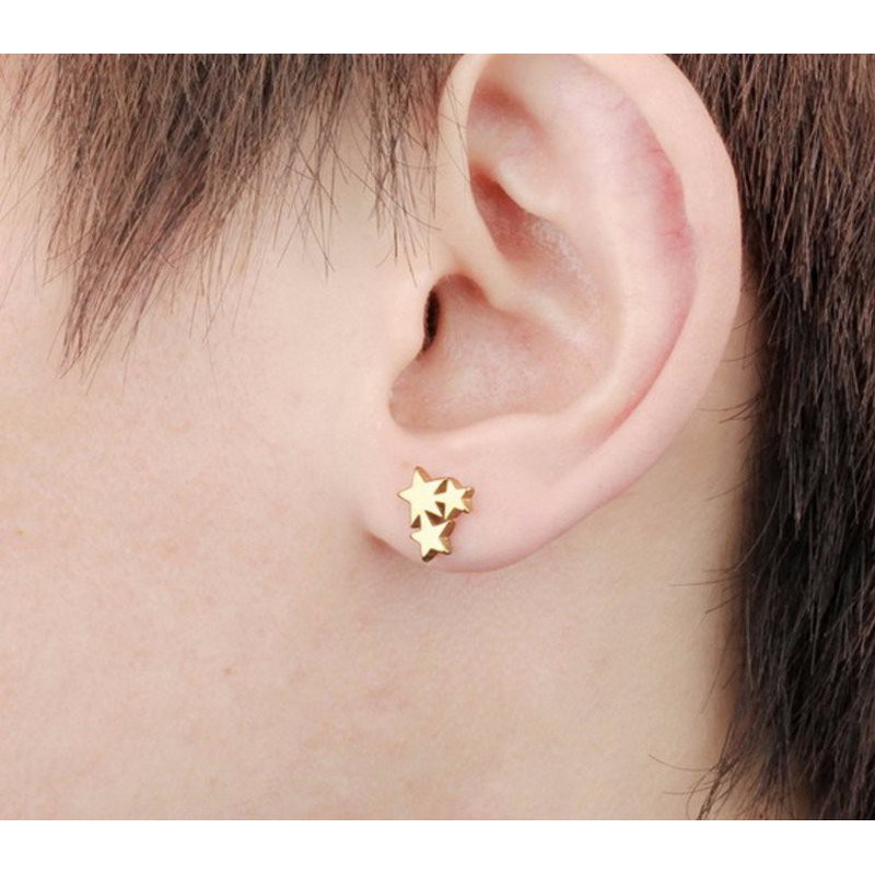 Bông Tai Nam 3 Ngôi Sao Ti Tan Không Đen TT 0682 - 1 cặp