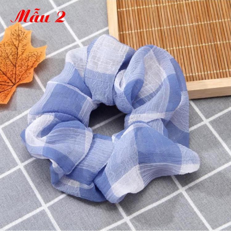 Chun buộc tóc scrunchy vải tơ bồng bềnh C34