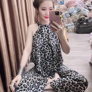 Set thổ cẩm nhiều màu quần ống rộng chất mango cao cấp