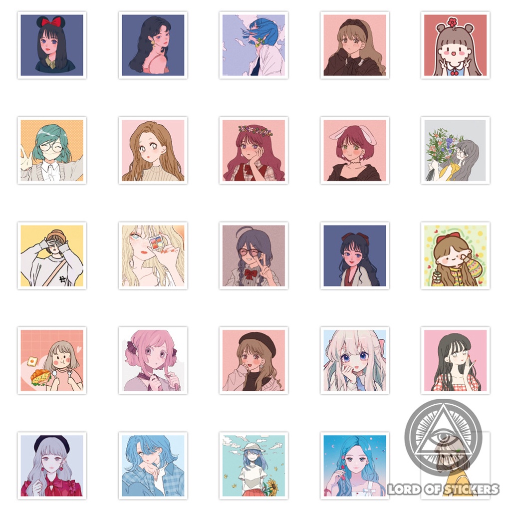 Set 60 Hình Dán Anime Girl Sticker Cute Phong Cách Nhật Bản Hàn Quốc Chống Thấm Nước Trang Trí Mũ Bảo Hiểm, Laptop, Sổ