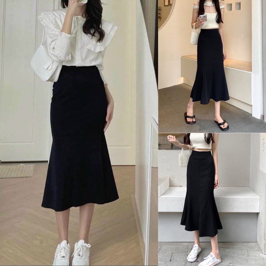 Chân váy đuôi cá dáng dài, váy đuôi cá xòe TIMO tôn dáng cực xinh chất vải co giãn dáng Midi xòe Ulzzang Hàn Quốc VTD519