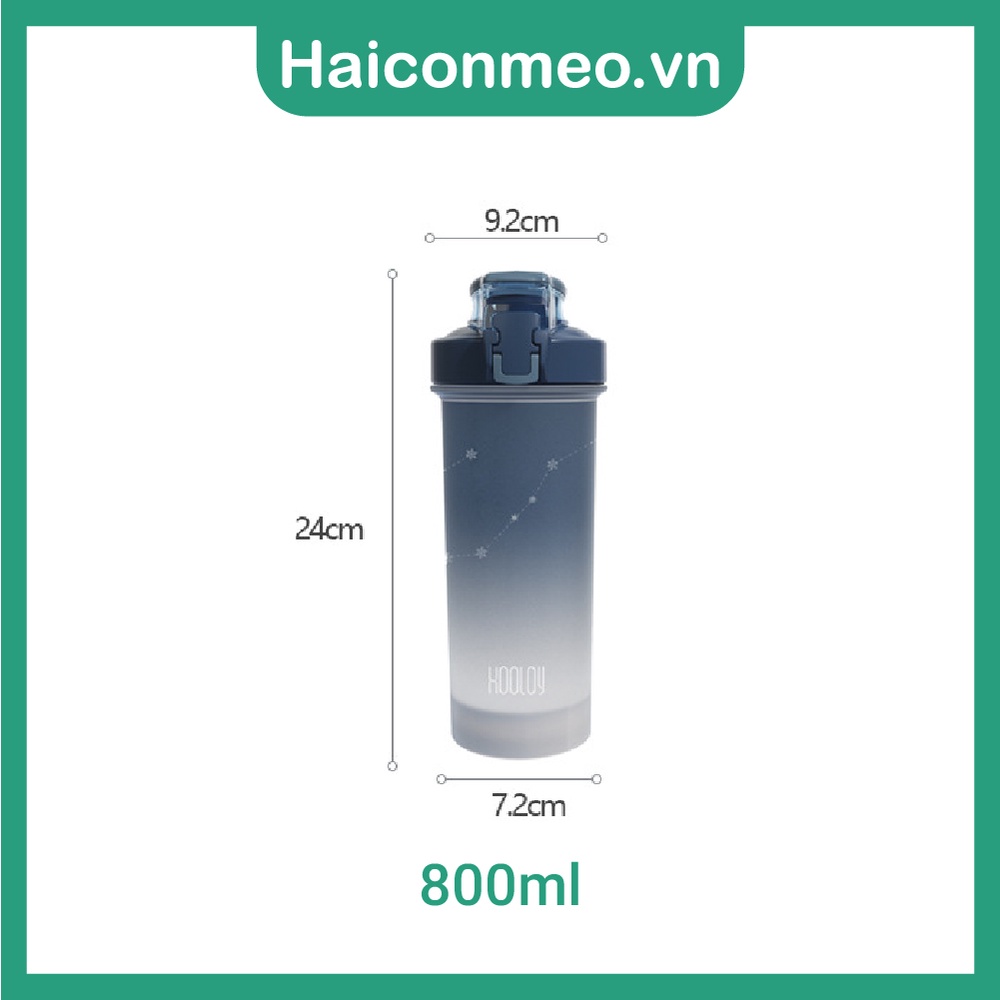 Bình nước Gym Bình lắc shaker whey chính hãng So-kid tập gym thể thao có quai xách free BPA, kèm bóng lắc nhựa 800ml
