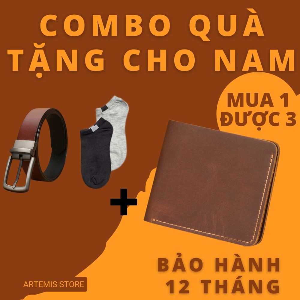 Combo Ví Thắt lưng nam ⚡MUA 1 ĐƯỢC 3⚡da bò thật 100% lịch lãm bền đẹp cao cấp Quà tặng sinh nhật cho nam Bh 12t YTW8