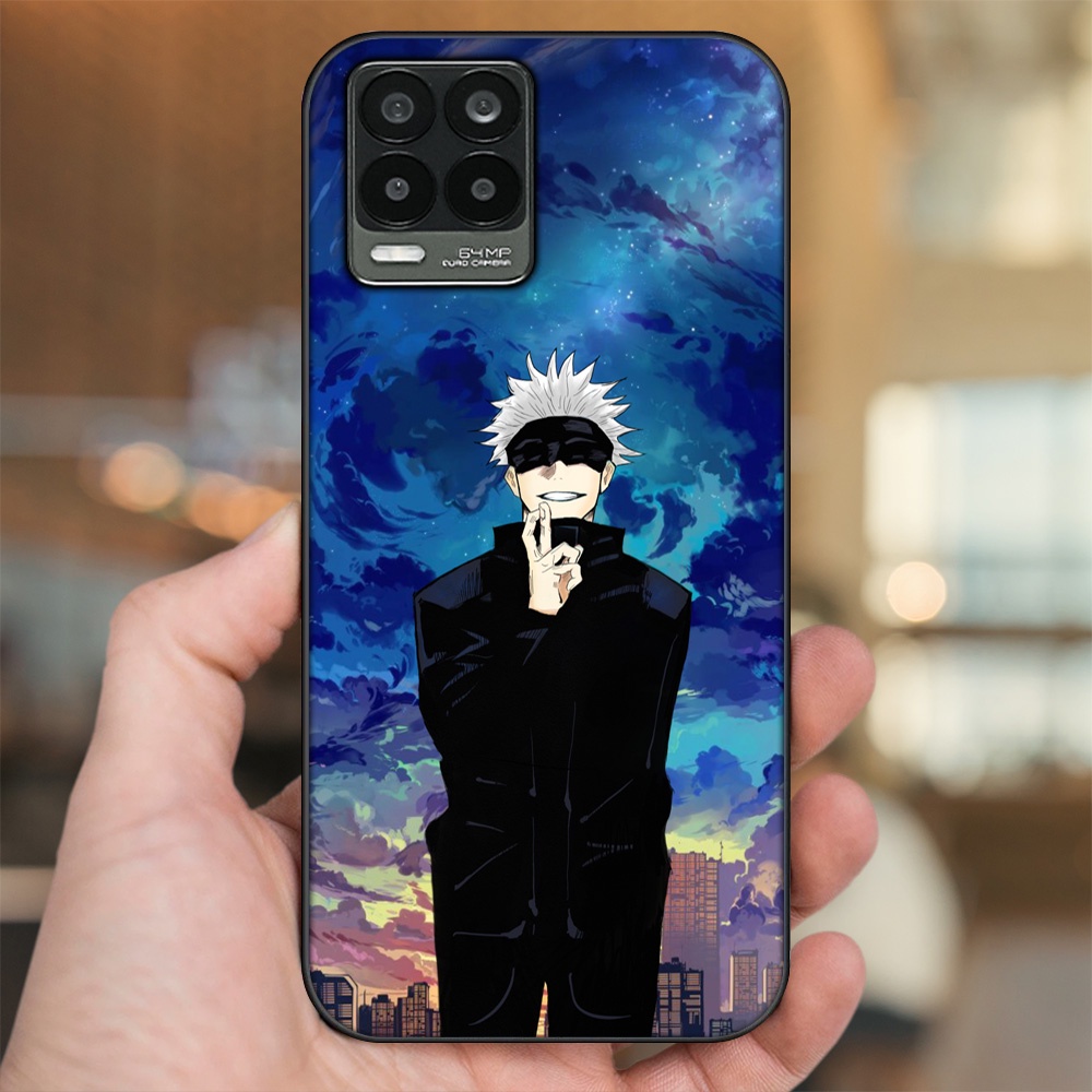Ốp lưng Realme 8, 8 Pro viền đen in hình Satoru Jujutsu Kaisen
