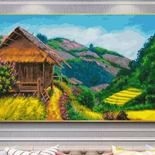 Tranh sơn dầu số hóa mã PC3068 tranh ruộng bậc thanh thang vùng cao size 60x90cm