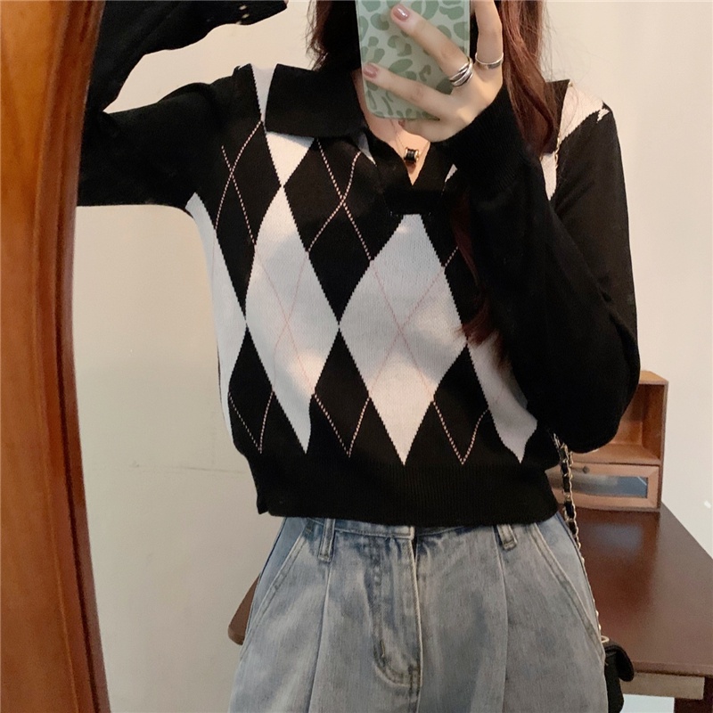 DUNEA Áo croptop dệt kim tay dài kẻ sọc thiết kế mới thời trang theo phong cách hàn quốc