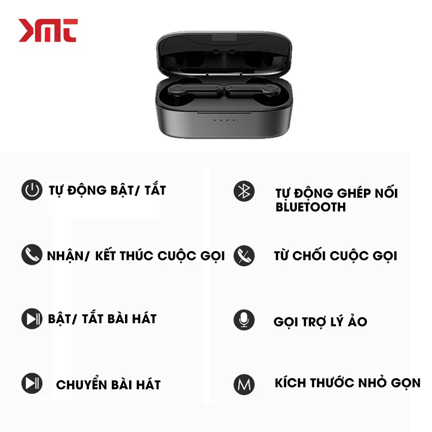Tai nghe bluetooth không dây 5.0 gaming đàm thoại mini chống nước IPX5 hiển thị led số phần trăm pin TNBT11 KMT Store
