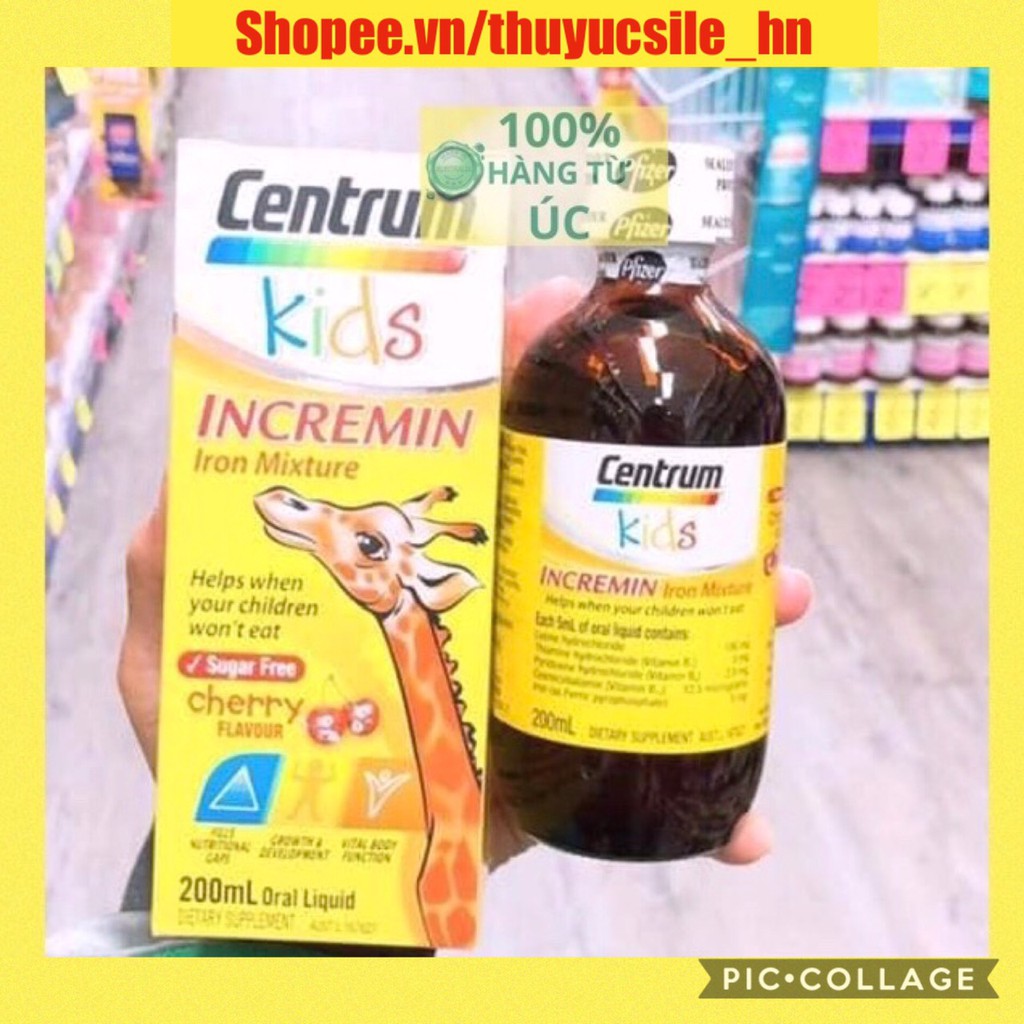 (Date 02/23 - Mẫu mới) Siro Centrum Kids Incremin Iron Mixture 200ml