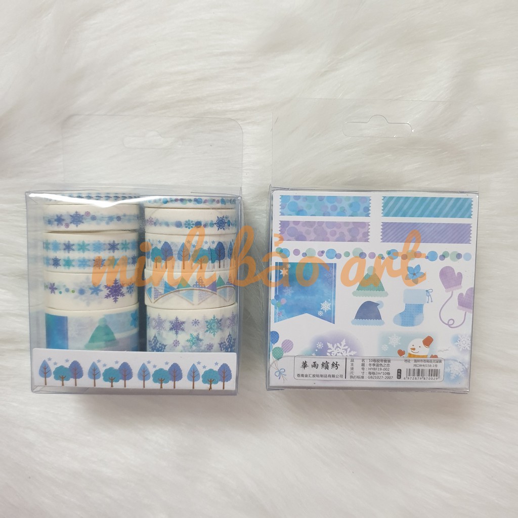 BỘ 10 CUỘN BĂNG KEO TRANG TRÍ WASHI TAPE NHIỀU SIZE