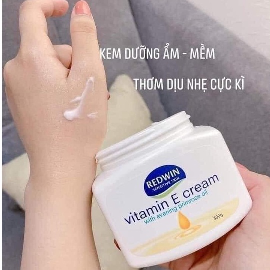 Kem dưỡng thể Redwin Vitamin E Cream Úc, dưỡng ẩm tái tạo da, giúp da mịn màng, chống nứt nẻ khô rát, 300g