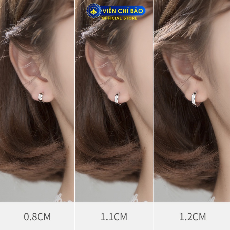 Bông tai bạc nữ trơn hình tròn chất liệu bạc 925 thời trang phụ kiện trang sức nữ thương hiệu Viễn Chí Bảo B400573