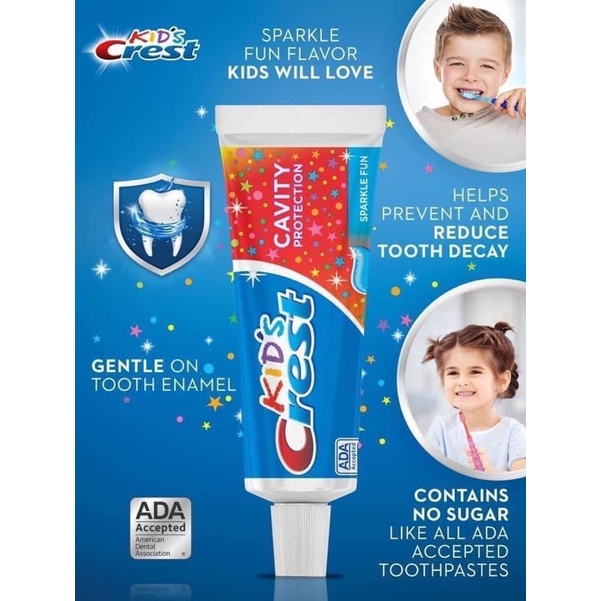 [BILL MỸ] SET 5 TUÝP KEM ĐÁNH RĂNG CREST KIDS CHO BÉ, MỖI TUÝP 130G