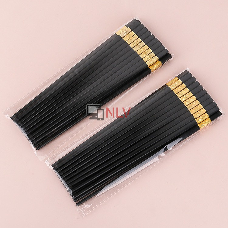 Bộ 10 Đôi Đũa Hợp Kim Mạ Vàng Hàn Quốc Sang Chảnh