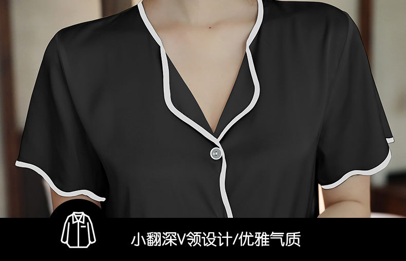 Bộ đồ ngủ tay ngắn bằng lụa mềm mại thời trang cho nữ