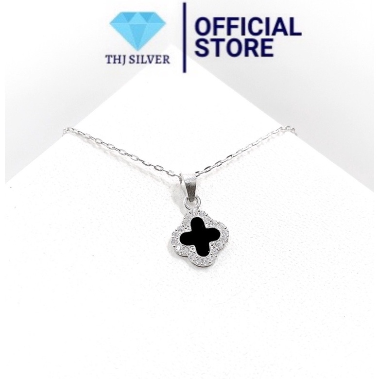 Dây chuyền nữ cỏ 4 lá đính đá viền nhỏ xinh sáng đẹp- THJ SILVER