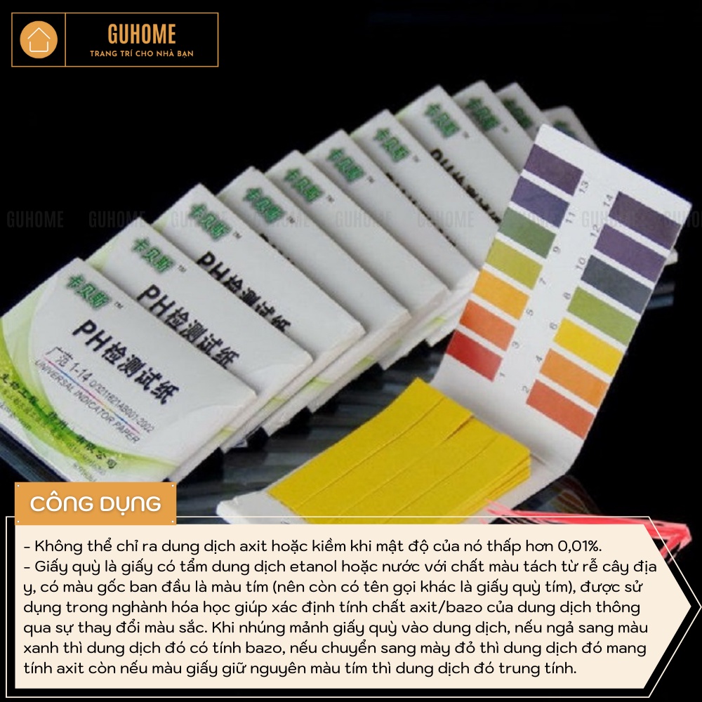 Giấy Quỳ Tím Thử Độ pH Thang Đo Từ 1 Đến 14 - 80 miếng kèm bảng màu