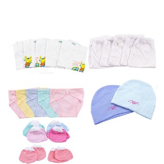 Set 27 món đồ dùng cho bé sơ sinh 5 áo + 5 quần + 10 bao tay chân + 2 nón + 5 tã