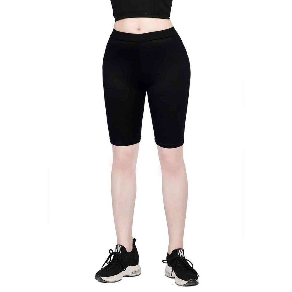 Quần legging lửng RENEE vải cotton thun cao cấp có túi thật biker nữ đùi ngố đồ mặc nhà dáng ôm - LG1