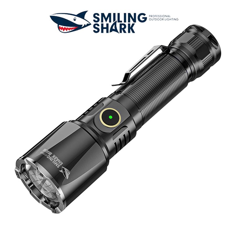 Smiling Shark E886 Đèn pin 2500lumens siêu sáng sạc điện nhiều mức độ sáng chống nước cho sử dụng ngoài trời