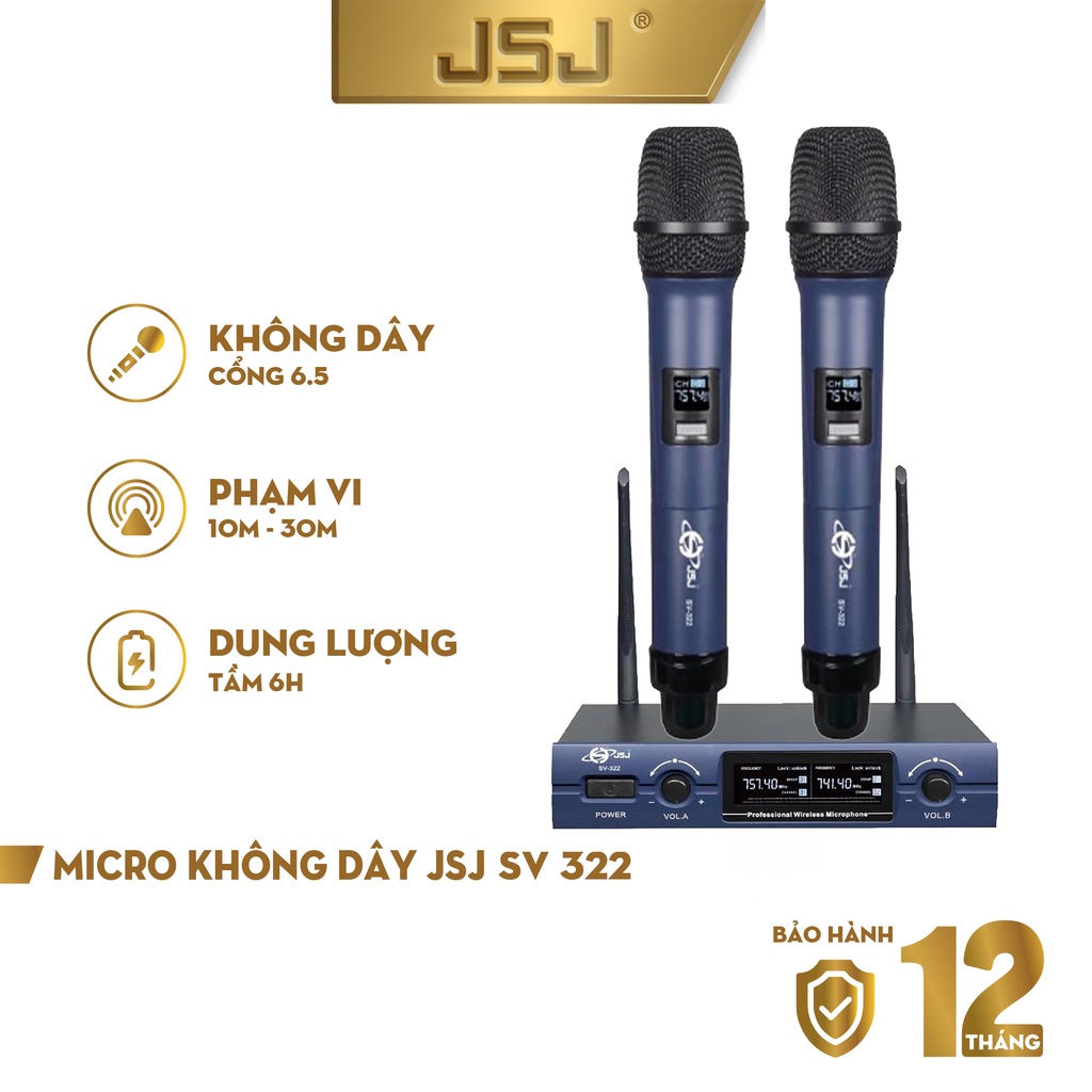 Micro karaoke không dây cao cấp JSJ SV322 tích hợp màn hình led chuyên nghiệp kèm đầu thu sóng giảm nhiễu