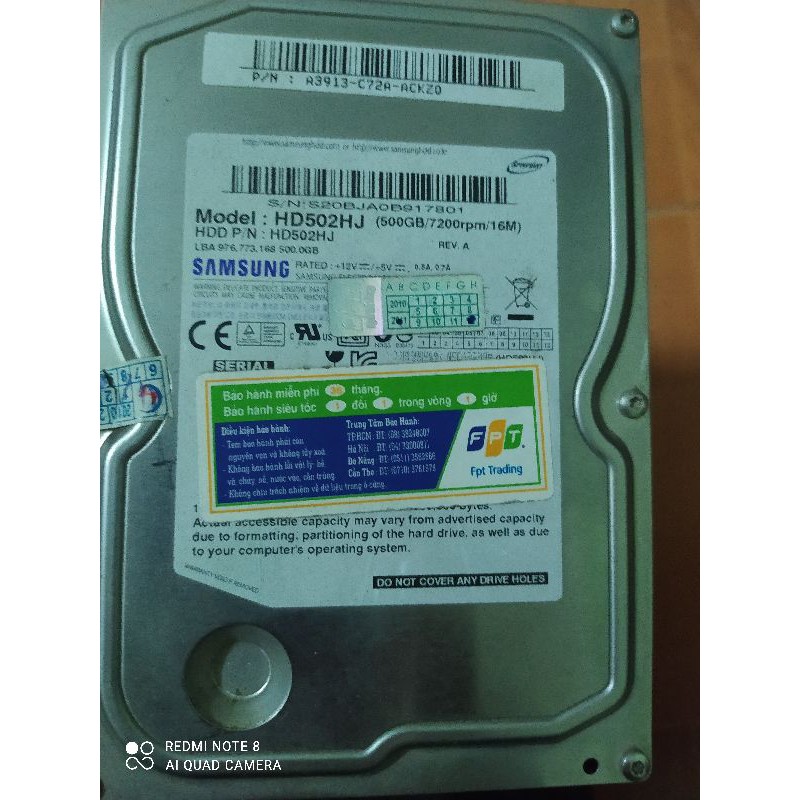 Ổ cứng máy tính 500GB bóc máy các loại Samsung, Seagate, Westen