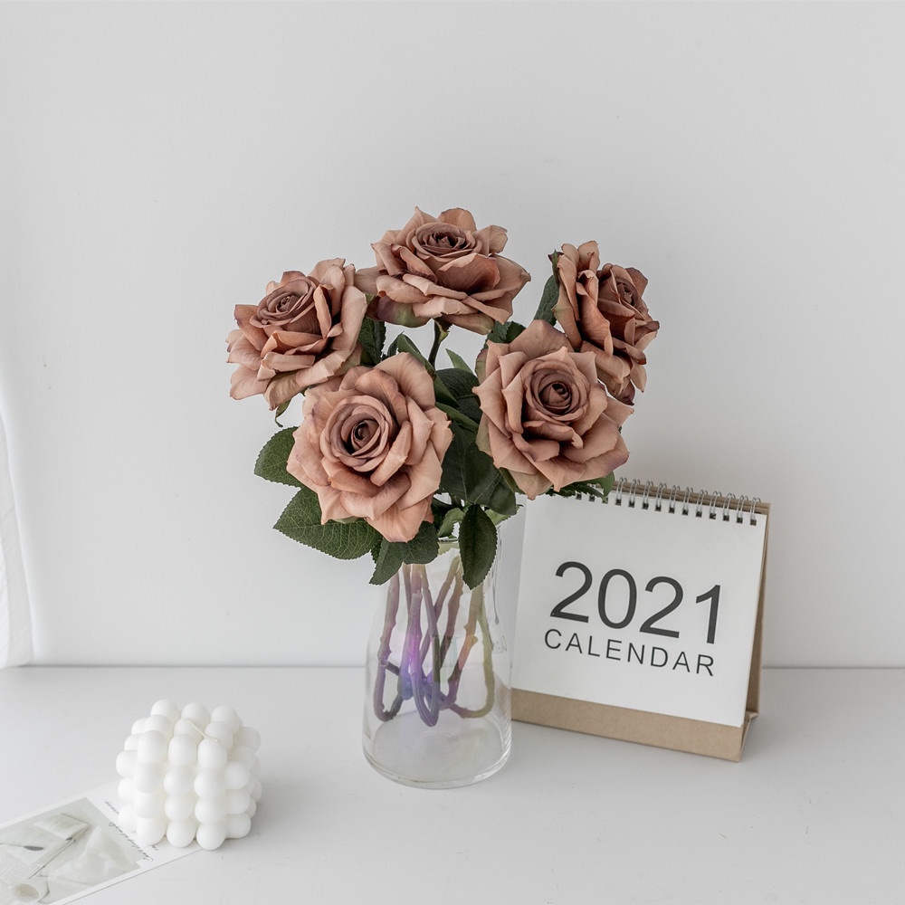 Bó Hoa Hồng Nhân Tạo Bằng Lụa Nhiều Màu Phong Cách Cổ Điển Dành Cho Trang Trí Nhà Cửa/ Văn Phòng/ Tiệc Cưới DIY