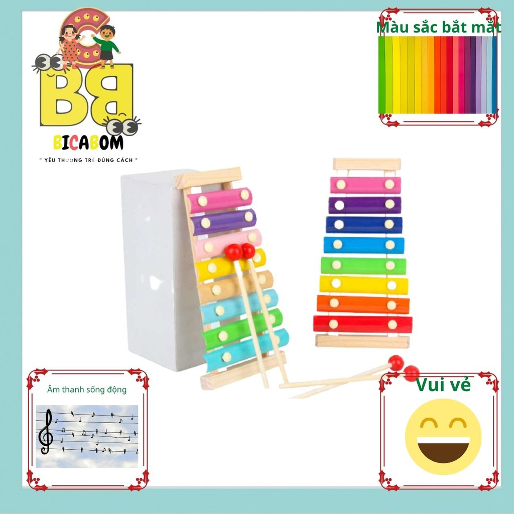 Đồ chơi giáo dục sớm cho bé đàn xylophone 8 thanh Bicabom Bc17