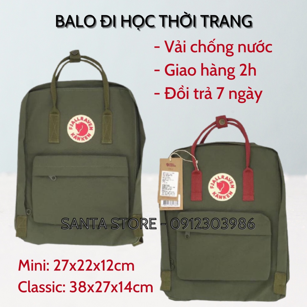 Balo Kanken nam nữ Unisex thời trang đi học SANTA STORE KKCLX vải chống nước đựng laptop A4 phong cách ulzzang Hàn Quốc