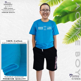 ÁO BÉ TRAI NGẮN TAY CATRIO là áo phông trẻ em tay ngắn từ 9T-18 tuổi (32kg-70kg) vải 100% cotton in GOODLUCK