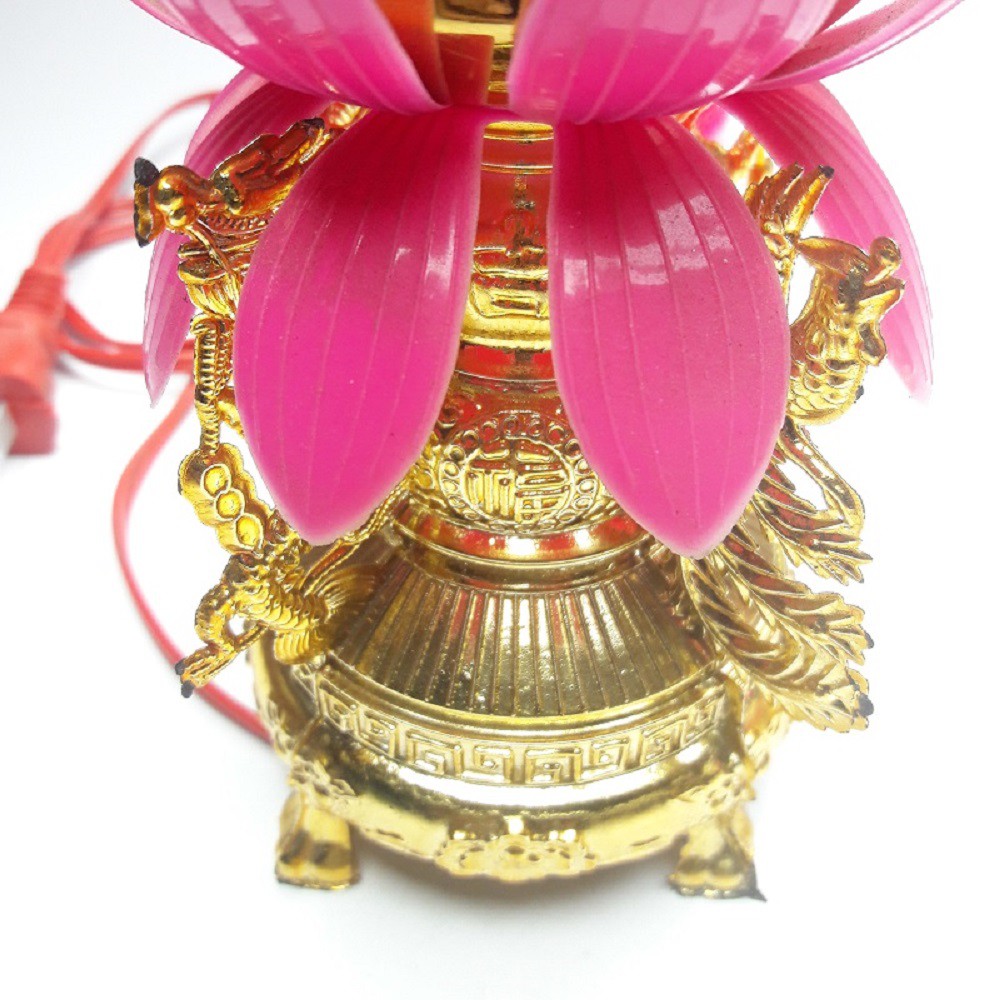 Đèn bàn thờ hình Sen Đào Đỏ 18cm cực đẹp - Điện Việt
