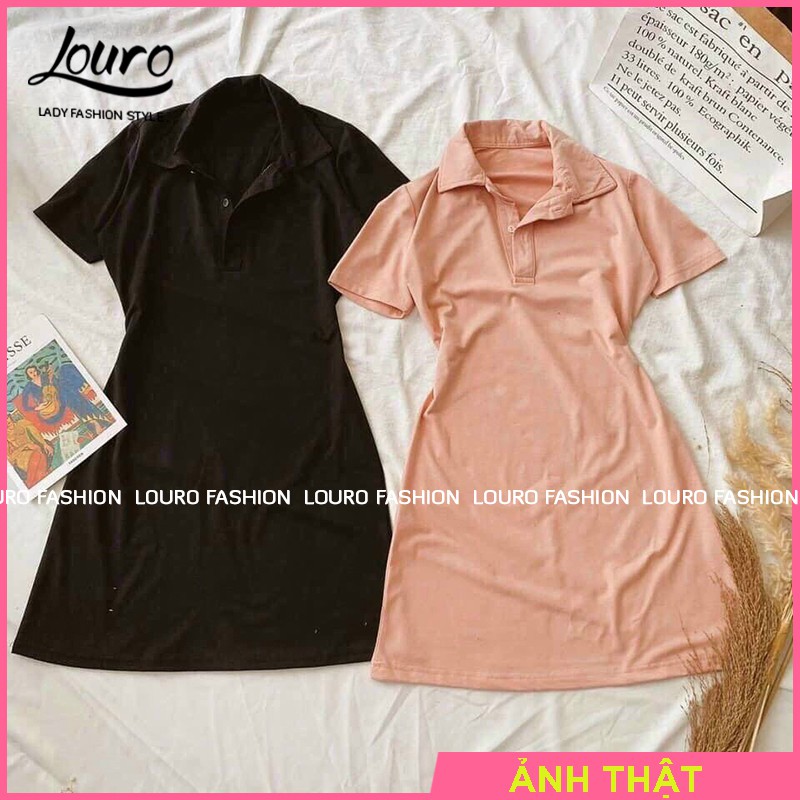 Váy phông body cộc tay nữ, mẫu váy đầm dáng ôm tôn dáng cổ bẻ kiểu dáng đơn giản, năng động trẻ trung - L055 | BigBuy360 - bigbuy360.vn