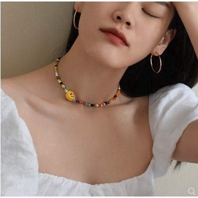 Dây Chuyền Chuỗi Hạt Hình Mặt Cười Phong Cách Hàn Quốc Cho Nữ