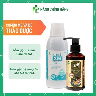 Combo dầu gội thảo dược 3m natural + tắm gội trẻ em thảo dược borub 3m