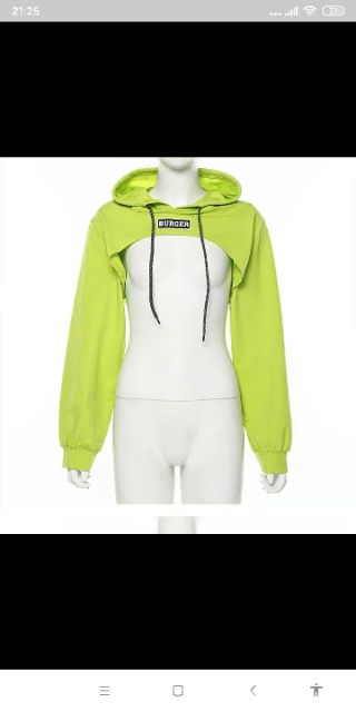 (Sẵn xanh L_ảnh thật) Áo hoodie croptop hở ngực dài tay có mũ xanh cốm (dance, gym)