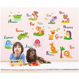 Miếng dán tường có Dạ quang phát sáng ban đêm hình con vật dễ thương trang trí phòng bé - DDQ010