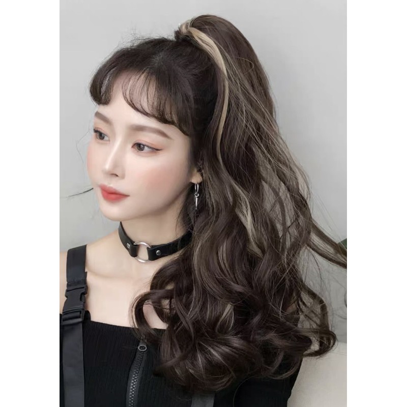 <Kèm Ảnh Thật> Ngoạm xoăn tóc giả line vàng sữa m060