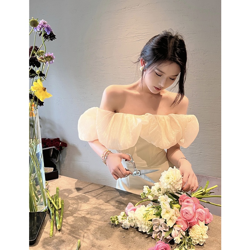 JaneQ Đầm trễ vai dự tiệc tiểu thư phong cách Vintage ẢNH CẬN CHẤT CUỐI