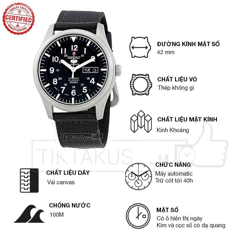 Đồng hồ nam dây dù Seiko 5 Sport SNZG15J1 ( Đen)