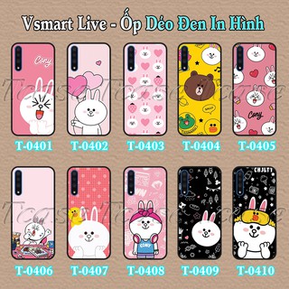 Ốp lưng Vsmart Live dẻo đen in hình Thỏ Cony