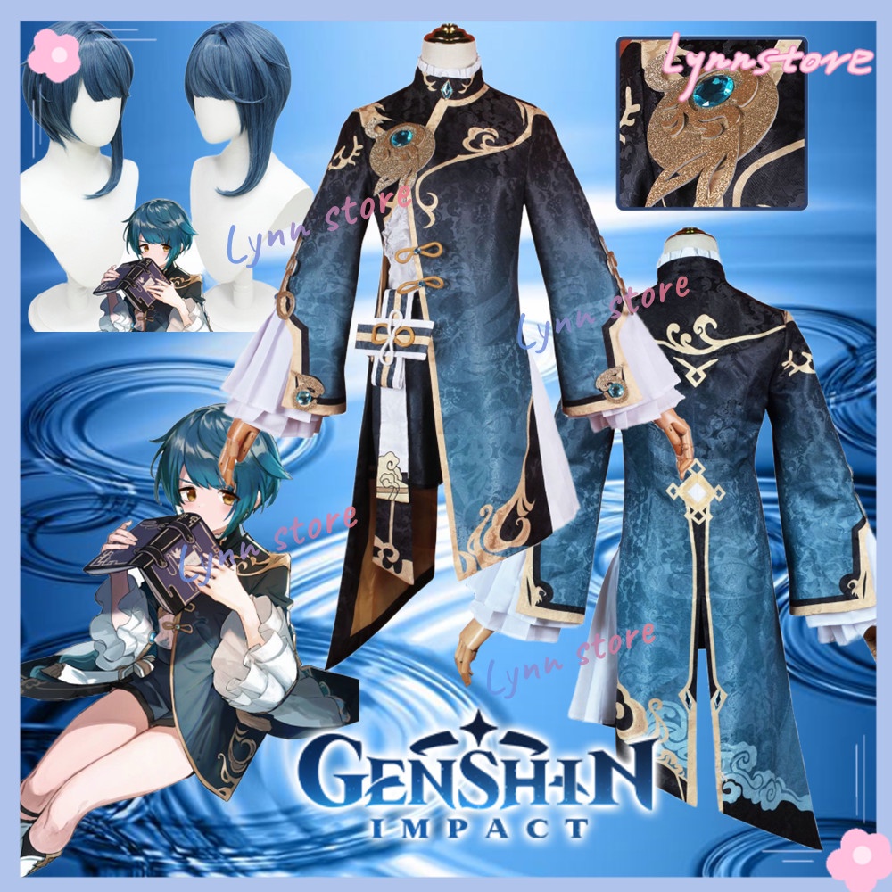 Tóc Giả Hóa Trang Nhân Vật FeiYun Chamber of Commerce Xingqiu Game Genshin Va Chạm Cho Nữ