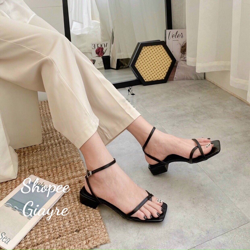 Sandal xỏ ngón da mềm hh gót 1,5cm giaynu99 SD-0286