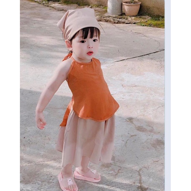 set yếm lụa kèm mấn xinh xỉu cho bé