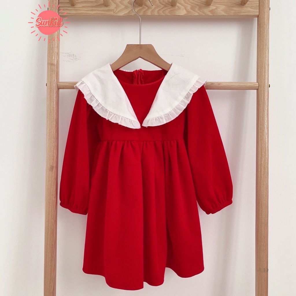 Váy nhung 2 lớp cổ thuỷ thủ viền trắng size đại cao cấp Jumping Meters VN6