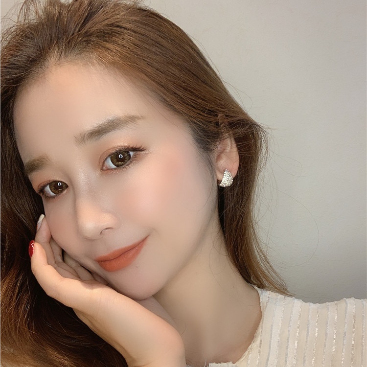 Bông Tai Chữ C Đính Đá Lấp Lánh Phong Cách Hàn Quốc