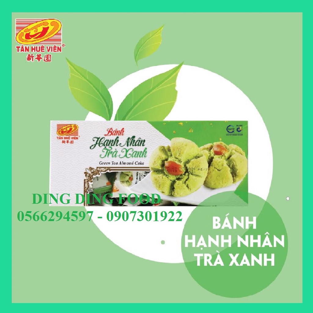 [Combo 4 Hộp] Bánh Hạnh Nhân Trà Xanh HỘP 300G| Bánh Hạnh Nhân Tân Huê Viên| Bánh Bột Đậu| Ăn Vặt - DING DING FOOD