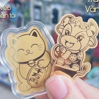 Miếng dán điện thoại sticker mèo thần tài, trâu vàng hút tài lộc may mắn