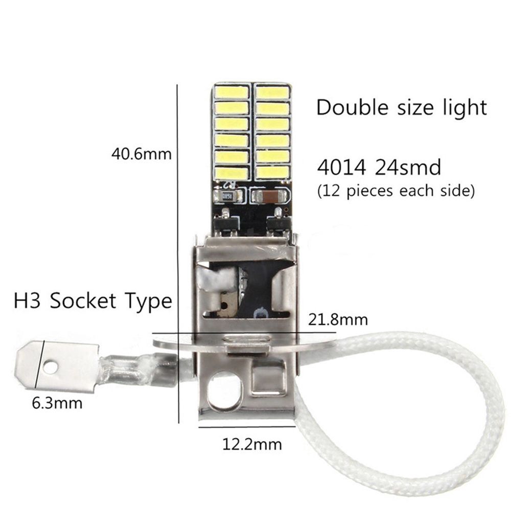 Set 2 đèn phá sương mù siêu sáng 24 bóng Led  H3 6500k 4014-SMD dành cho xe hơi