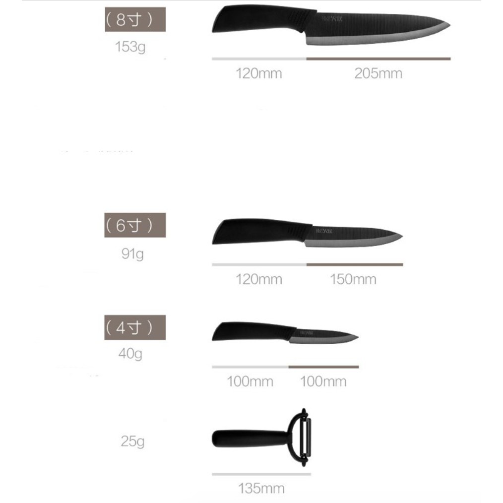 Bộ Dao Nhiệt Gốm Nano Ceramic Xiaomi - Bộ 4 món